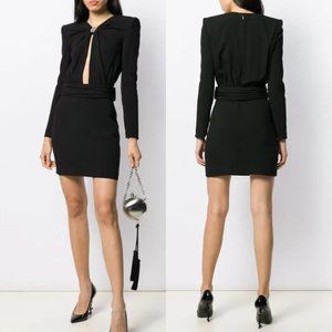 Saint Laurent Embellished Cut Out Mini Cocktail Dress Black 38 S NEW YSL